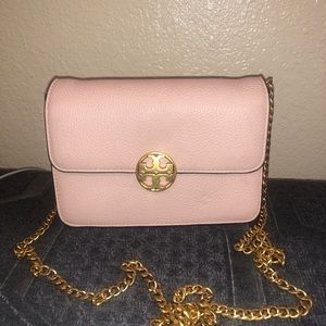 Light pink and gold Tory burch crossbody